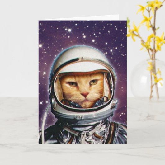 Stellar Cat Birthday Card Karte (Gelbe Blume)