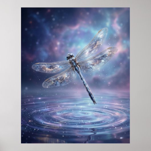 Stellar Dragonfly Cosmic Glow Poster (Vorne)