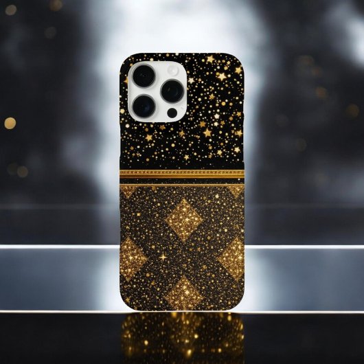 Stellar Elegance (Glitzer - Gold - Leder) Case-Mate iPhone Hülle