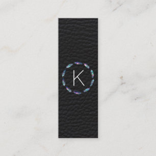 Stellar Federmuster mit Ledermonogramm Mini Visitenkarte