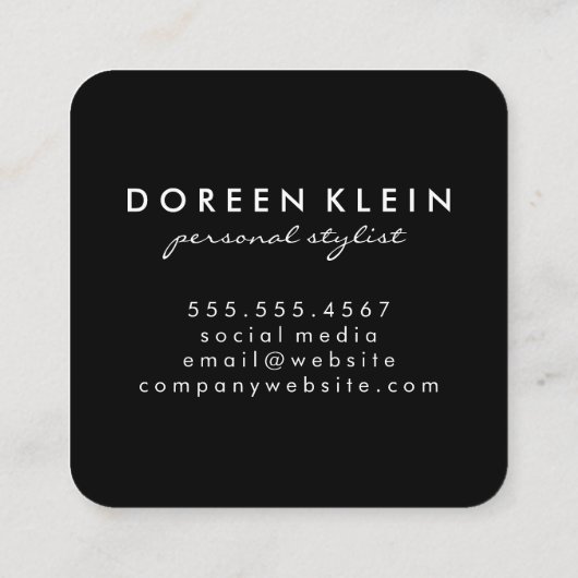 Stellar Federmuster mit Monogramm Quadratische Visitenkarte (Rückseite)