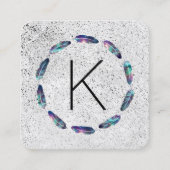 Stellar Federmuster mit Monogramm Quadratische Visitenkarte (Vorderseite)