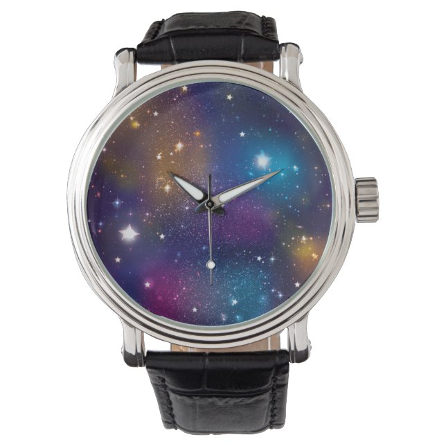 Stellar Galaxy Print Watch Armbanduhr (Vorderseite)