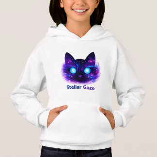 Stellar Gaze Cosmic Cat Kids Hoodie