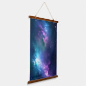 Stellar Illumination: Nebel mit glühenden Sternen Wandteppich Mit Holzrahmen (Gewinkelt)