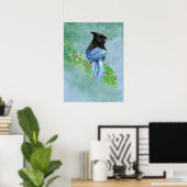 Stellar Jay Bird Bauernhof Rustikale Landschaft Ar Poster (Heimbüro)