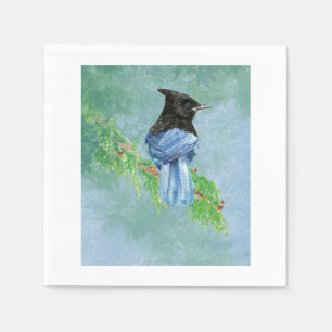 Stellar Jay Bird Bauernhof Rustikale Landschaft Ar Serviette