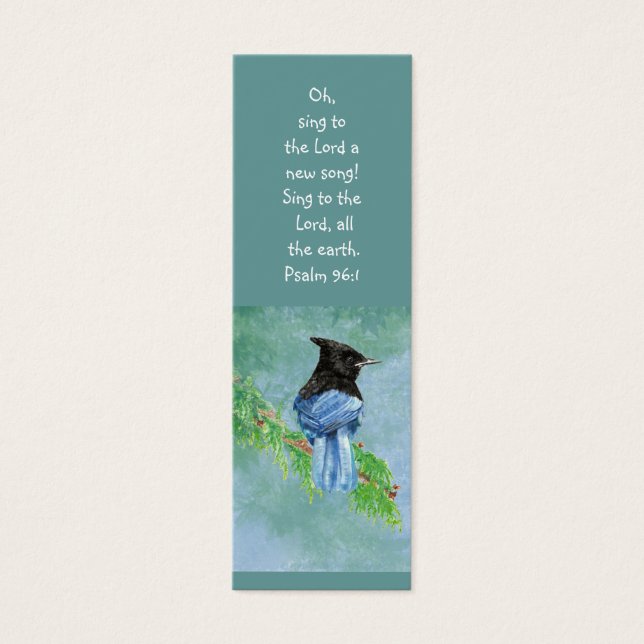 Stellar Jay Bird Scripture Bible Lesezeichen (Vorderseite)