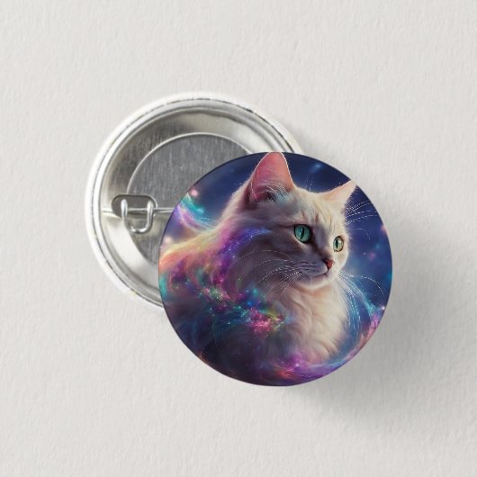 Stellar Kitty - kosmische Katzenkunst Button (Vorne & Hinten)