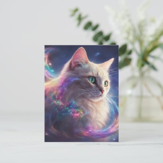 Stellar Kitty - kosmische Katzenkunst Postkarte (Stehend Vorderseite)