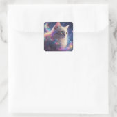Stellar Kitty - kosmische Katzenkunst Quadratischer Aufkleber (Tasche)