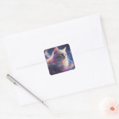 Stellar Kitty - kosmische Katzenkunst Quadratischer Aufkleber (Umschlag)