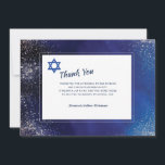 Stellar Night Bar Mitzvah Dankeschön Karte<br><div class="desc">Eine schöne Einladung mit Blautönen mit dem Star of David. (Bild von rawpixel.com auf Freepik). Die Karte lässt sich leicht mit Ihren Formulierungen, Schriftart und Schriftart anpassen. Nicht genau das, was Sie suchen? Alle unsere Produkte können auf Ihre Bedürfnisse zugeschnitten werden, ohne Aufpreis. Kontaktieren Sie uns einfach askcottonlamb@gmail.com. Die Abstimmung...</div>