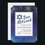 Stellar Night Bar Mitzvah Einladung<br><div class="desc">Eine trendige Bar Mitzvah Einladung für die Feier Ihres Sohnes. Der Stern von David kann an einen beliebigen Ort gezogen, größer oder kleiner ( -) gemacht oder eliminiert werden. (Freevector.com). (Design by Freepik.com). () Die Karte ist leicht mit der Formulierung, dem Schriftart und der Farbe des Schriftartes anzupassen.() Nicht genau,...</div>