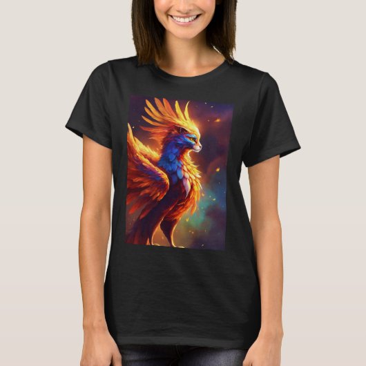 "Stellar Rebirth: Cosmic Phoenix T-Shirt" T-Shirt (Vorderseite)