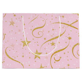Stellar Shine - Pink & Gold Star Dekorative Gesche Große Geschenktüte