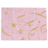 Stellar Shine - Pink & Gold Star Dekorative Gesche Große Geschenktüte (Rückseite)