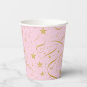 Stellar Sip - Pink & Gold Star Paper Cup Pappbecher (Rückseite)
