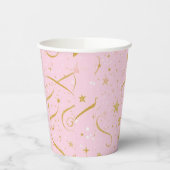 Stellar Sip - Pink & Gold Star Paper Cup Pappbecher (Links)