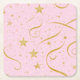 Stellar Sip - Pink & Gold Star Untersetzer