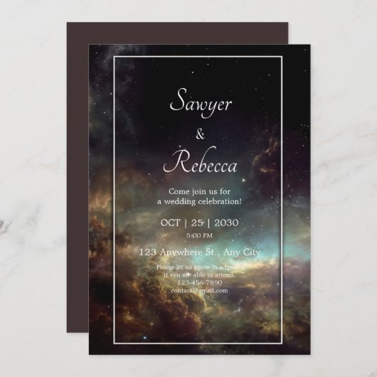 Stellar Sky Wedding Einladung (Vorne/Hinten)