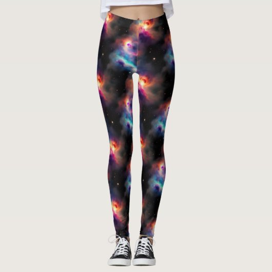 Stellar Symphony Galactic Nebulas Pattern Leggings (Vorderseite)