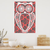 StellaRoot Hoot Owl Vintag Damask Print Poster (Küche)