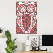 StellaRoot Hoot Owl Vintag Damask Print Poster (Heimbüro)