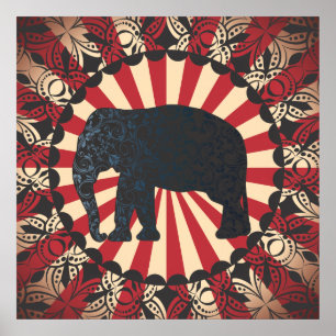 StellaRoot Vintag Circus Elephant Free Mandarin Poster