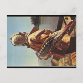 Stellate Sturgeon & Girl Antique Postcard Postkarte