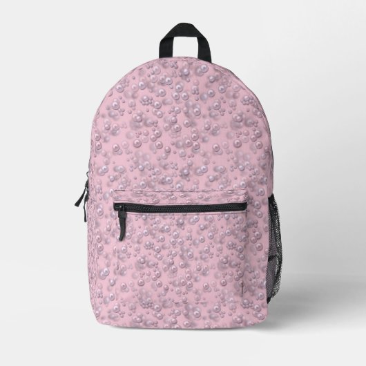 Stellen der weißen rosa Perlen auf rosa Samt Bedruckter Rucksack (Vorderseite)