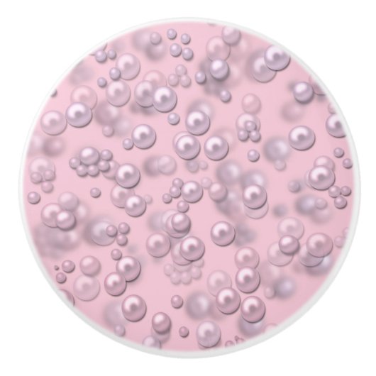 Stellen der weißen rosa Perlen auf rosa Samt Keramikknauf (Vorderseite)