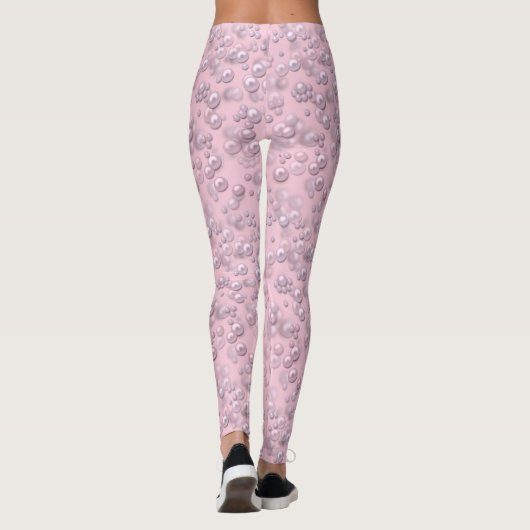 Stellen der weißen rosa Perlen auf rosa Samt Leggings (Rückseite)