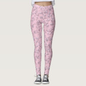 Stellen der weißen rosa Perlen auf rosa Samt Leggings (Vorderseite)