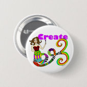 Stellen Sie bunte Meerjungfrau rundes Musen her Button (Vorne & Hinten)