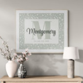 Stellen Sie den Namen Print Sage Green White Flora Poster
