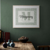 Stellen Sie den Namen Print Sage Green White Flora Poster