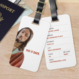 Stellen Sie den strahlenden Jesus auf weißem Hinte Gepäckanhänger