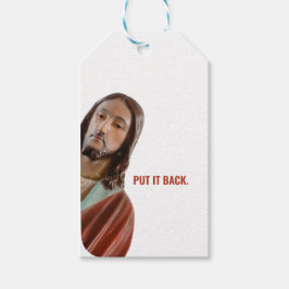 Stellen Sie den strahlenden Jesus auf weißem Hinte Geschenkanhänger