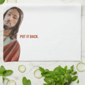 Stellen Sie den strahlenden Jesus auf weißem Hinte Geschirrtuch (Gefaltet)