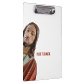 Stellen Sie den strahlenden Jesus auf weißem Hinte Klemmbrett (Rechts)