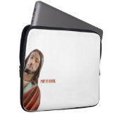 Stellen Sie den strahlenden Jesus auf weißem Hinte Laptopschutzhülle (Vorne Rechts)