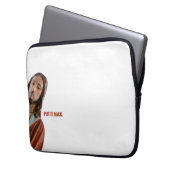 Stellen Sie den strahlenden Jesus auf weißem Hinte Laptopschutzhülle (Vorderseite Links)