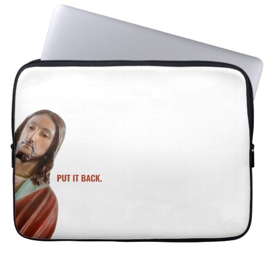 Stellen Sie den strahlenden Jesus auf weißem Hinte Laptopschutzhülle (Vorderseite)