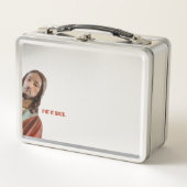 Stellen Sie den strahlenden Jesus auf weißem Hinte Metall Brotdose (Vorderseite)