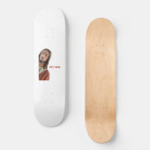 Stellen Sie den strahlenden Jesus auf weißem Hinte Skateboard (Vorderseite)