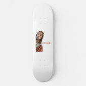 Stellen Sie den strahlenden Jesus auf weißem Hinte Skateboard (Vorderseite)