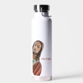 Stellen Sie den strahlenden Jesus auf weißem Hinte Trinkflasche (Links)