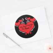 Stellen Sie die Heart Beats für,<Name>ein.  Runder Aufkleber (Umschlag)