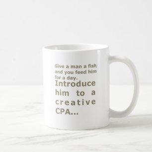 Stellen Sie ihn zu kreativen CPA vor Kaffeetasse
